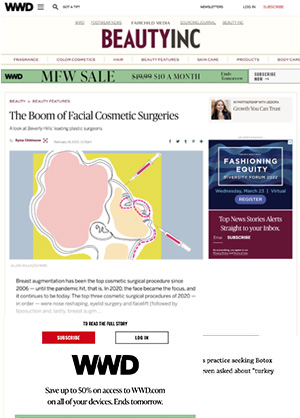 BeautyInc Article: The Boom of Facial Cosmetic Surgeries 